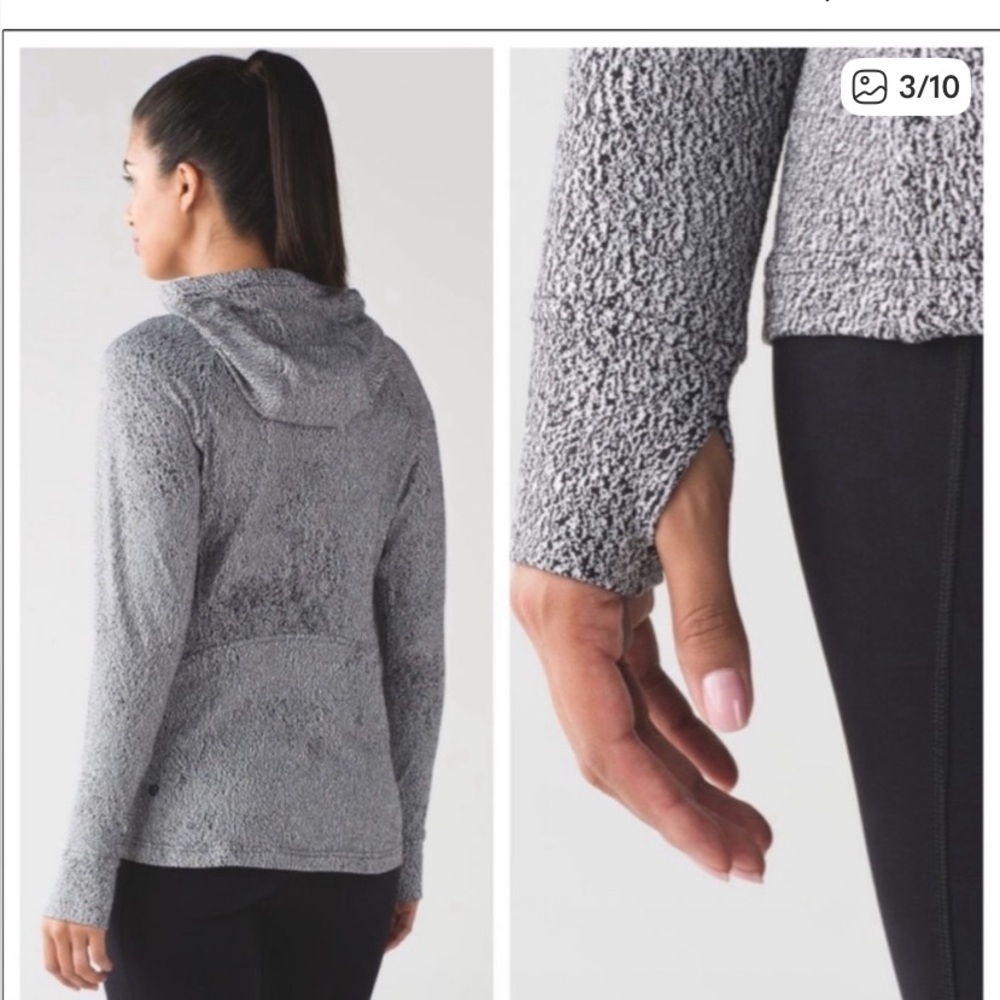 Lululemon Rulu Luon Spray Jacquard Black White Running Hoodie Size S - Picture 2 of 7